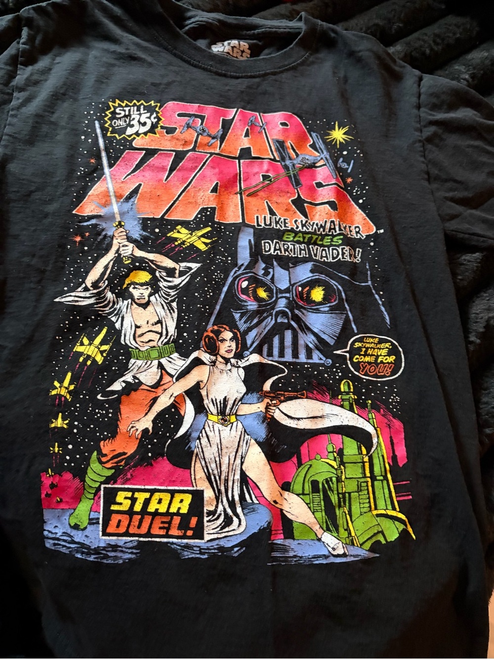 Star Wars Black Retro Comic Logo Tee with Multicolor Graphic - Picture 2 of 4